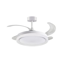 Ventilador DC KIGALI MINI blanco/blanco, 4aspas retráctiles, 48W LED 3000|4000|6000K Al.35xD.91/40cm