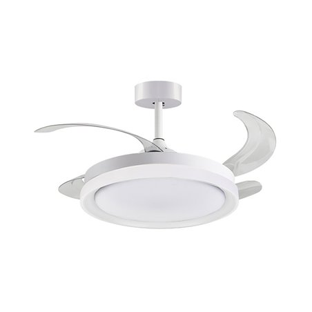 Ventilador DC KIGALI MINI blanco/blanco, 4aspas retráctiles, 48W LED 3000|4000|6000K Al.35xD.91/40cm