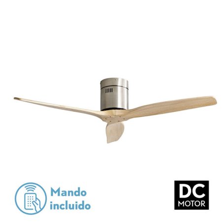 Ventilador Dc Aguilon Niquel 3 Aspas Haya 5 Velocidades Sin Luz Remoto Y Temporiz.132d