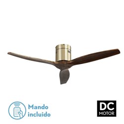 Ventilador Dc Aguilon Cuero 3 Aspas Roble 5 Velocidades Sin Luz Remoto Y Temporiz.132d