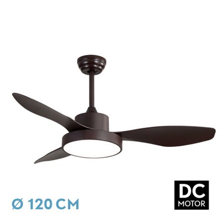 Ventilador Dc Hayate 48w 4080lm Marron 3 Asp 39/54x120x120cm 3000-4000-6000k C/remoto, Memoria Y Temporizador