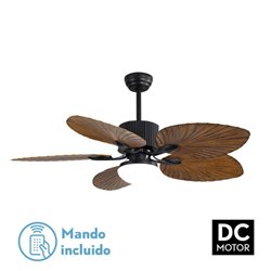 Ventilador Dc 26w Colla Negro 5 Aspas Marron 132cm 6 Velocidades 2950lm Remoto Temporizador Memoria 24