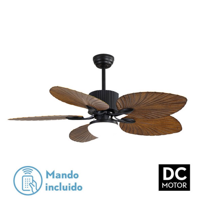 Ventilador Dc 26w Colla Negro 5 Aspas Marron 132cm 6 Velocidades 2950lm Remoto Temporizador Memoria 24