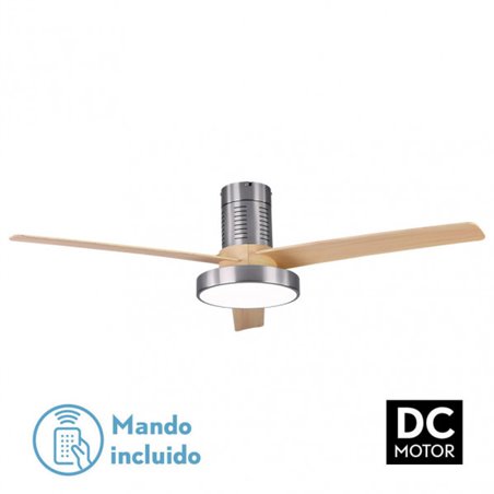 Ventilador Dc Pax 40w 3200lm Niquel 3 Aspas Haya 32x139d 3000-4000-6000k  C/remoto , Memoria Y Temporizador