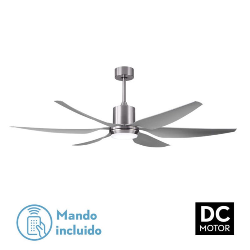 Ventilador Dc Otto 24w 2950lm Niquel 6 Aspas Plata Reg.x167d 3000-4000-6000k 2tijas C/remoto, Memoria y Temporizador