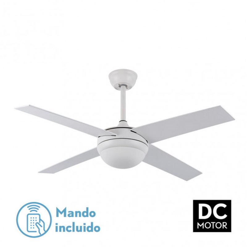 Ventilador Dc Ciro 2xe27 Blanco 4 Asp. Blanco/haya 35/45x116,8d Remoto Y Temporizador