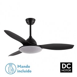 Ventilador Dc Negro Yael 72w 3000-4000-6000k 122d 7200Llm 3 Aspas, Remoto+temporizador+memoria