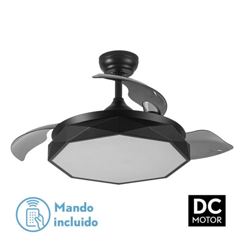 Ventilador Dc Nashi 72w Negro 3 Asp.desp. 107d  3000-4000-6000k  Remoto+memoria+Temporizador