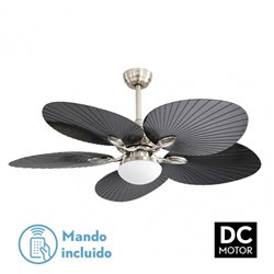 Ventilador  Dc Chaw 24w 2950lm Niquel/negro 5asp.6vel.132d  C/remoto, Memoria Y Temp.3000-4000-6000k