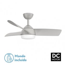 Ventilador 24w Dc Haur Plata 3 Asp.6 Veloc.107d  2 Tijas C/remoto, Memoria Y Temp.3000-4000-6000k