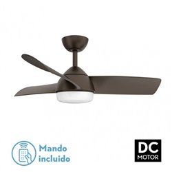 Ventilador 24w Dc Haur Marron 3 Asp.6 Veloc.107d  2 Tijas C/remoto, Memoria Y Temp.3000-4000-6000k