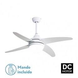 Ventilador 2xe27 Dc Klod Blanco 4 Asp.6 Vel.117d  C/remoto Y Temporizador