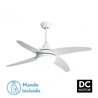 Ventilador 2xe27 Dc Klod Blanco 4 Asp.6 Vel.117d  C/remoto Y Temporizador