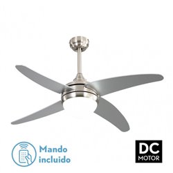 Ventilador 2xe27 Dc Klod Niquel/plata 4 Asp.6 Vel 117d C/remoto Y Temporizador