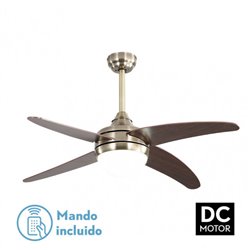 Ventilador 2xe27 Dc Klod Cuero/cerezo4 Asp.6 Vel  117d C/remoto Y Temporizador