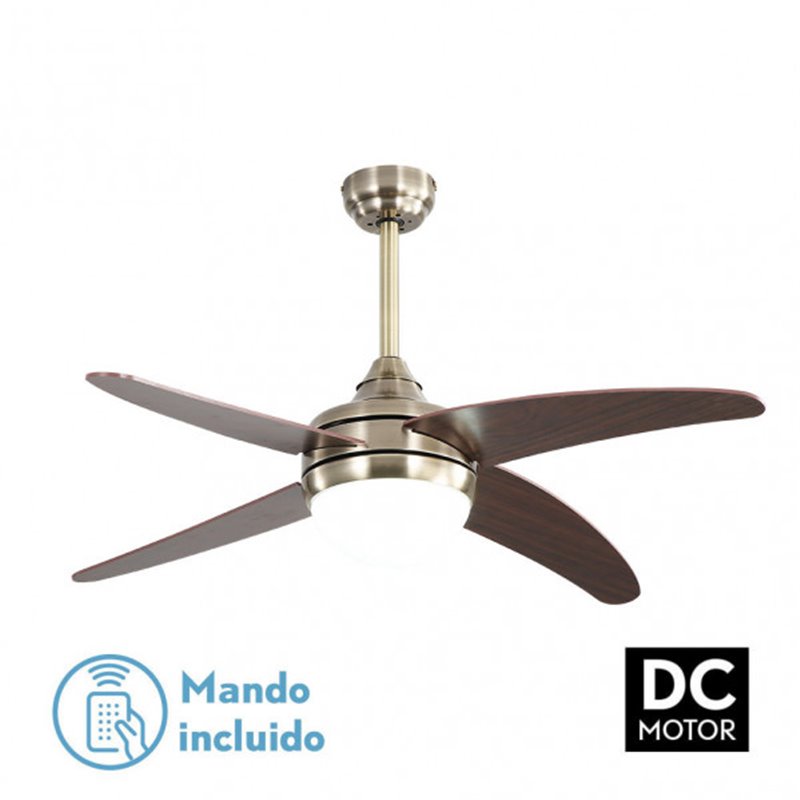 Ventilador 2xe27 Dc Klod Cuero/cerezo4 Asp.6 Vel  117d C/remoto Y Temporizador