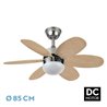 Ventilador Dc Alves 2xe27 Niquel 6 Aspas Rev. Haya/plata 41x85d C/ Remoto Y Temporizador