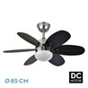 Ventilador Dc Alves 2xe27 Niquel 6 Aspas Rev. Wengue/haya 41x85d  C/ Remoto Y Temporizador