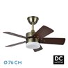 Ventilador Dc Marta 36w Cuero 5 Aspas Rev. Cerezo/nogal  41x76d 3060lm C/ Remoto , Memoria Y Temp. 3000k,4000k,6000k