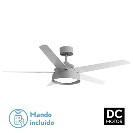 Ventilador 25w Dc Gris Lebeche 5 Aspas Rev.  Blanca/haya 6 Vel. 3000-4000-6000k 132d Remoto,memoria Y Temporizador