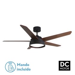 Ventilador 25w Dc Marron Lebeche 5 Aspas Rev. Nogal/roble 6 Vel. 3000-4000-6000k 132d Remoto,memoria Y Temporizador