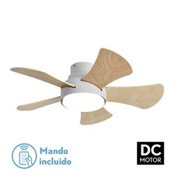 Ventilador 25w Dc Blanco Gregario 5 Aspas Rev.  Blanca/haya 6 Vel. 3000-4000-6000k 82D Remoto,memoria y Temporizador