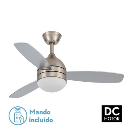 Ventilador 30w Dc Maestral Niquel 3 Aspas Plata/haya 6 Vel. 3 Colores 106,7d C/remoto, Memoria Y Temporizador 2850lm