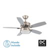 Ventilador 30w Dc Braw Niquel 5 Aspas Plata/haya  6 Vel. 3 Colores 106,7d C/remoto, Memoria y Temporizador 2850lm