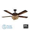 Ventilador Dc Cesta Negro 3xe27 5 Aspas Nogal/roble 6 Velocidades 55/67x132x132cm C/remoto Y Temporizador