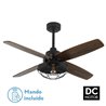 Ventilador Dc Aquilo Negro 1xe27 4Asp Roble 6Veloc C/Remoto Y Temporizador 44,5/57x119,4x119,4 Cm