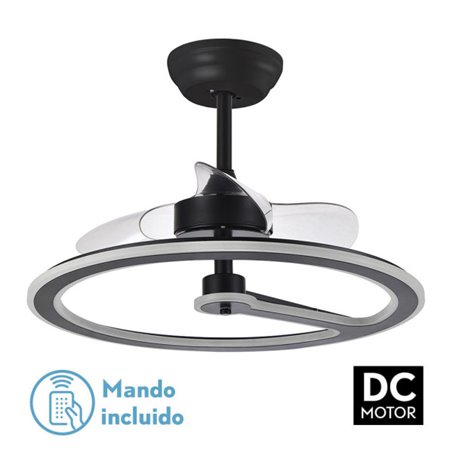 Ventilador 110w Dc Chom Negro 3 Aspas Transp. 46/66x62x62cm  6Vel. 3 Colores C/remoto, Memoria Y Temporizador 9350lm