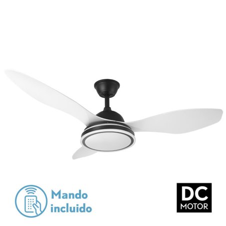 Ventilador 48w Dc Datoo Negro 3 Aspas Blancas  6 Vel. 33/48x122x122cm 3 Color C/remoto,memoria Y Temp.4080lm