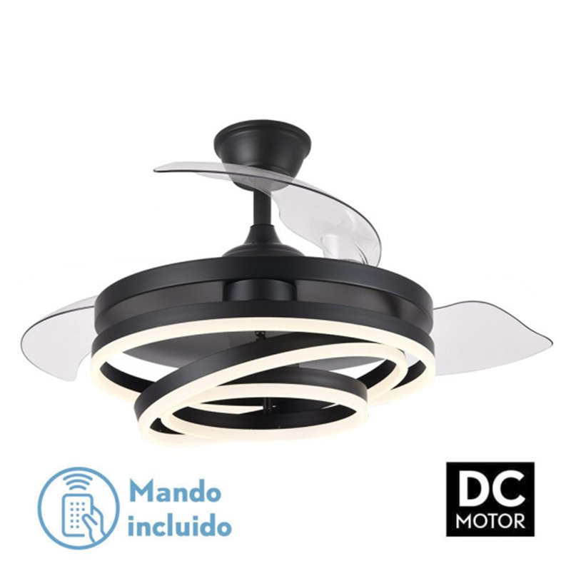 Ventilador 72w Dc Kai Negro 3 Aspas Transp. 6Vel. 3 Colores 43/58x50/107 C/remoto,memoria Y temp. 6120lm