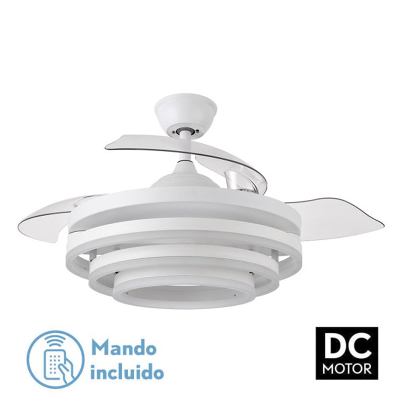 Ventilador 72w Dc Kai Blanco 3 Aspas Transp. 6 Vel. 3 Colores  43/58x50/107 C/remoto,memoria Y temp. 6120lm