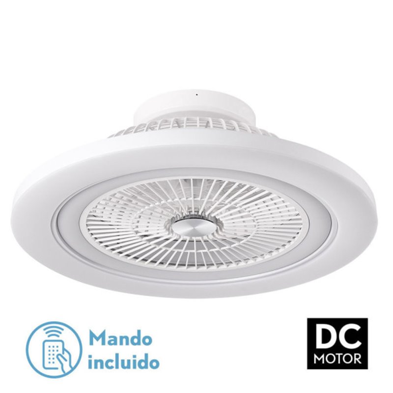 Ventilador 72w Dc Mato Blanco 5Aspas Transp. 22x58x58cm 6 Vel. 3 Colores C/remoto,memoria,temporiz Y Reg.Intensidad 6120lm