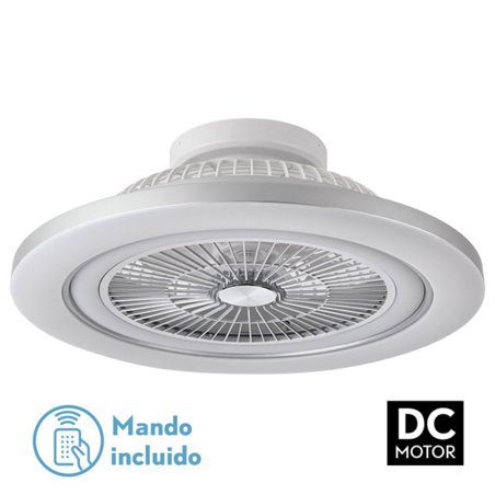 Ventilador 72w Dc Mato Niquel 5Aspas Transp. 22x58x58cm 6 Vel. 3 Colores C/remoto,memoria,temporiz Y Reg.Intensidad 6120lm