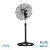 Ventilador De Pie Reforzado Negro 3 Vel. 75W 5 Aspas Aluminio Plata Giro 360 Regx50x50 Cm