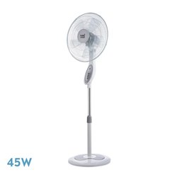 Ventilador De Pie Floxo Blanco/gris 3 Vel. 45w  C/remoto Temporizador 5 Aspas Regx44,5x40 Cm