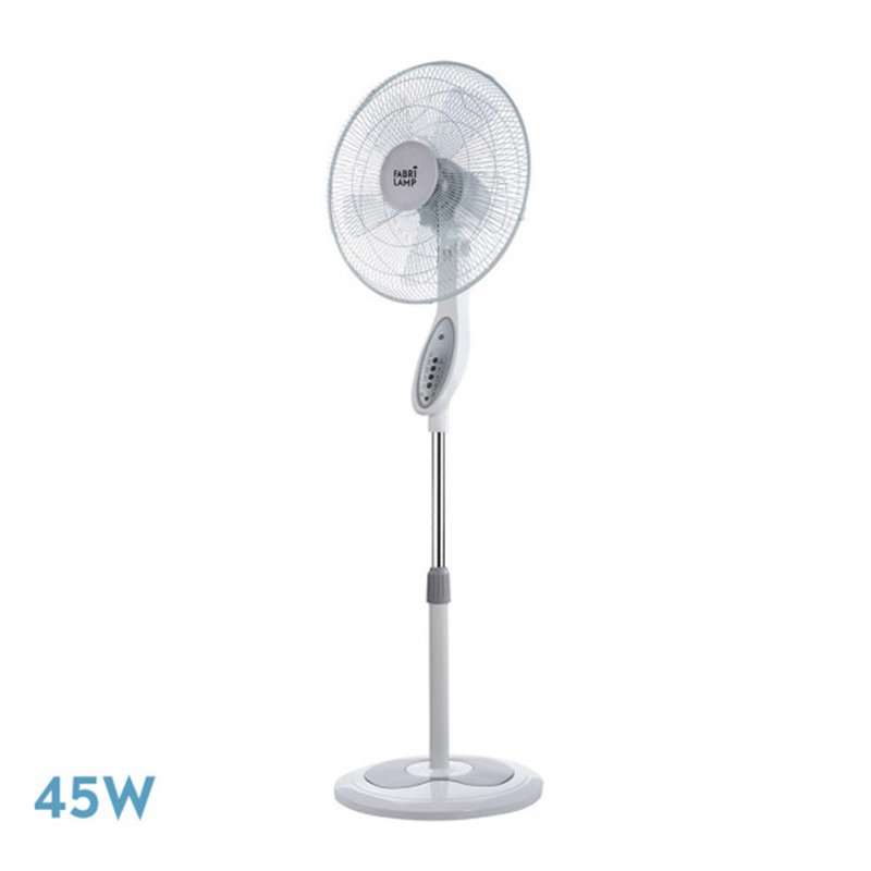 Ventilador De Pie Floxo Blanco/gris 3 Vel. 45w  C/remoto Temporizador 5 Aspas Regx44,5x40 Cm