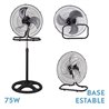 Ventilador 3 En 1 Recio Negro 50 D 3 Vel. 70w  3 Aspas Aluminio En Plata Oscilante