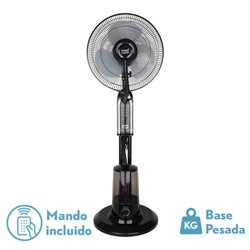 Ventilador De Pie Tromba Negro 3 Vel 80w Nebulizador  Tanque De Agua 3L C/remoto Y Temporizador 120x45x40 Cm