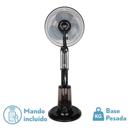 Ventilador De Pie Tromba Negro 3 Vel 80w Nebulizador  Tanque De Agua 3L C/remoto Y Temporizador 120x45x40 Cm