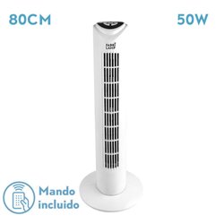 Ventilador De Torre Tuka Blanco 3 Vel 50w C/remoto  Oscilante Temporizador  80x25x25 Cm