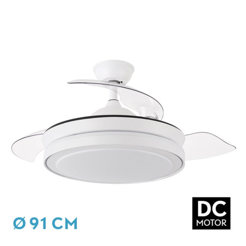 Ventilador Dc Esparta Blanco 72w 6120lm 3asp.desp 91d 3000-4000-6000k Remoto+temporizador+memoria