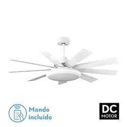 Ventilador Dc Pireo 36w Blanco 9 Aspas Blanca/haya  6 Vel 3000k, 4500k, 6000k 3800lm 132d C/remoto, Memoria Y Temporizador