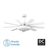 Ventilador Dc Pireo 36w Blanco 9 Aspas Blanca/haya  6 Vel 3000k, 4500k, 6000k 3800lm 132d C/remoto, Memoria Y Temporizador