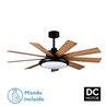 Ventilador DC Pireo 36w Negro 9 Aspas Roble/haya  6 Vel 3000k, 4500k, 6000k 3800lm 132d C/Remoto, Memoria Y Temporizador