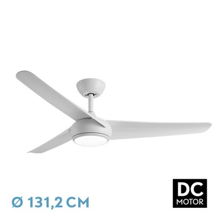 Ventilador Dc Patras 24w Blanco 3 Aspas 6 Velocidades 3 Colores 131,2d 2424lm C/remoto, Memoria Y Temporizador