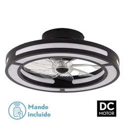 Ventilador DC 58w Kastoria Negro 8 Aspas Abs Transp 50d 6 Velocidades 5900lm 3 Colores C/remoto, Memoria Y Temporizador