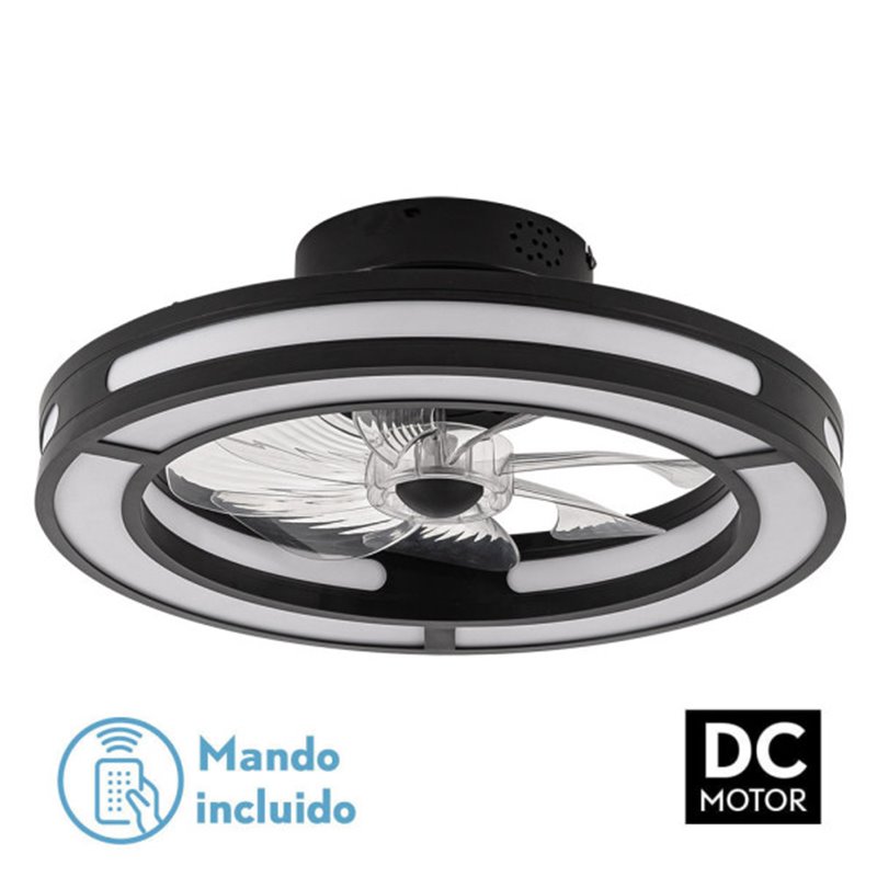 Ventilador DC 58w Kastoria Negro 8 Aspas Abs Transp 50d 6 Velocidades 5900lm 3 Colores C/remoto, Memoria Y Temporizador